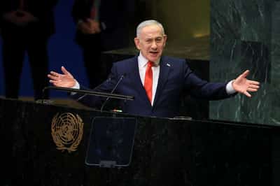 Image for At UN, Netanyahu defends Israel as delegates storm out