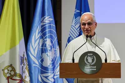 Image for Pope Leo decries leaders who 'feed' wars while millions go hungry