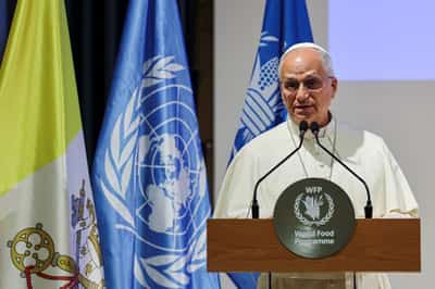 Image for Pope Leo decries leaders who 'feed' wars while millions go hungry
