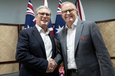Image for UK's Starmer talks defence cooperation with Australia's re-elected Albanese