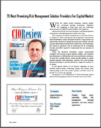 Image for ASPECT ENTERPRISE SOLUTIONS NAMED IN CIO REVIEW&#8217;S 20 MOST PROMISING RISK MANAGEMENT SOLUTION PROVIDERS