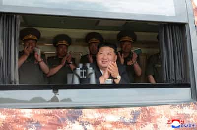 Image for North Korea's Kim observed naval destroyer cruise missile launch, weapons tests, state media says
