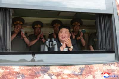 Image for North Korea's Kim observed naval destroyer cruise missile launch, weapons tests, state media says