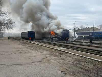 Image for Russian drone hits empty passenger train in Ukraine's south, deputy PM says