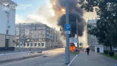Image for Russian officials say at least 16 wounded in Ukrainian drone attacks on two cities
