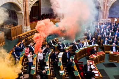 Image for Hungary's parliament bars opposition lawmakers over protest against Pride ban