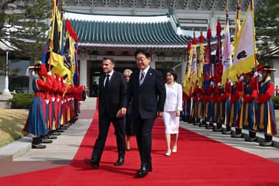 Image for South Korea, France to upgrade ties as Macron trip overshadowed by Middle East crisis