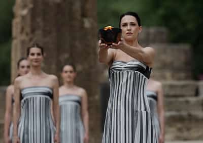 Image for Olympics-Paris 2024 torch lit in ancient Olympia, relay under way