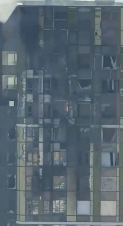Image for Ukrainian drone hits apartment building in Russian city of Yekaterinburg, local official says