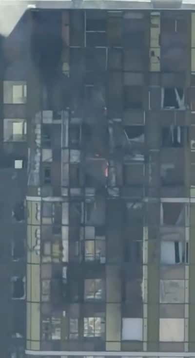 Image for Ukrainian drone hits apartment building in Russian city of Yekaterinburg, local official says