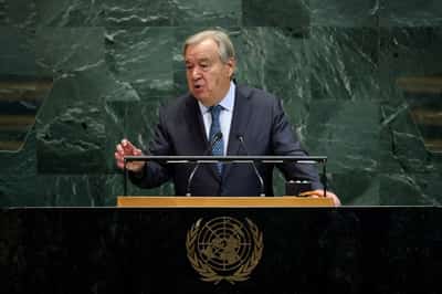 Image for Targeting Trump, UN chief says global problems will not be solved by one power 'calling the shots'