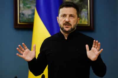 Image for In call with NATO chief, Ukraine's Zelenskiy says pressure needed on Russia