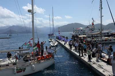 Image for Gaza aid flotilla says Israeli forces boarded a vessel