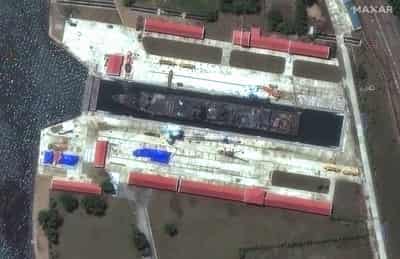 Image for Satellite images show damaged North Korean warship moved to a port for repair, report says