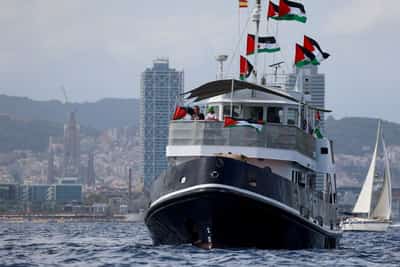 Image for Aid flotilla for Gaza departs Barcelona after stormy weather turnaround