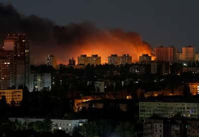 Image for Russia says its big overnight strikes on Ukraine hit military factories and three ships