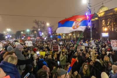 Image for Tens of thousands join student-led protests in Belgrade