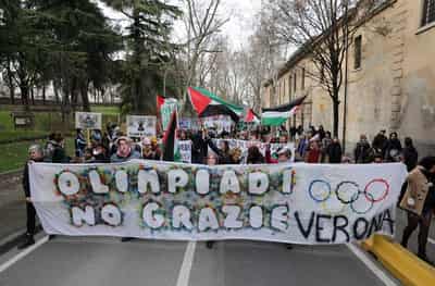 Image for Hundreds protest in Verona ahead of Olympics closing ceremony