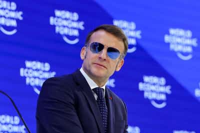 Image for Trump mocks Macron's sunglasses in Davos speech