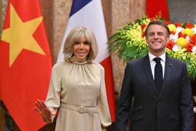 Image for Macron plays down apparent shove from wife in Vietnam