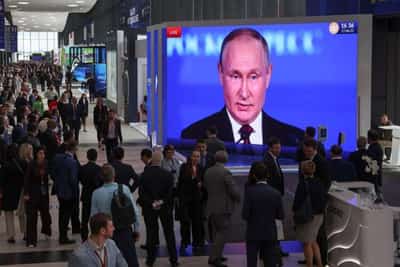 Image for Putin asserts strong, sovereign Russia against sanctions ‘blitzkrieg’