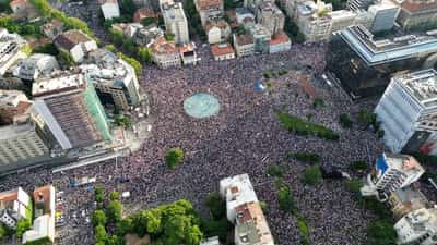 Image for Police and protesters clash in Serbia as crowds demand president's exit