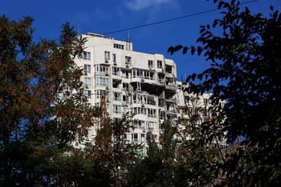 Image for Russian air attack damages multi-story residential building in Ukraine's Odesa, official says