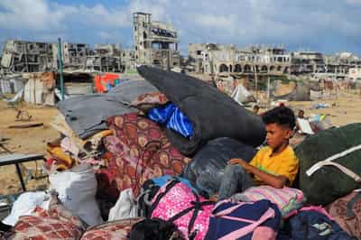 Image for Israel presses ahead with Gaza City assault, displaced Palestinians panic