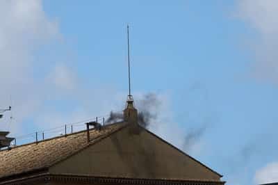 Image for Black smoke signals no pope elected in morning conclave votes