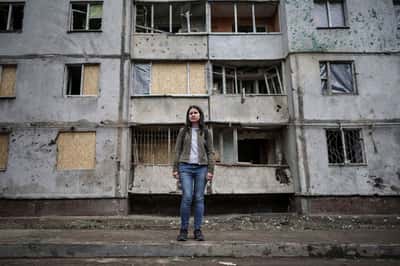 Image for After narrow escape, air raid sirens spark panic for a Kyiv child