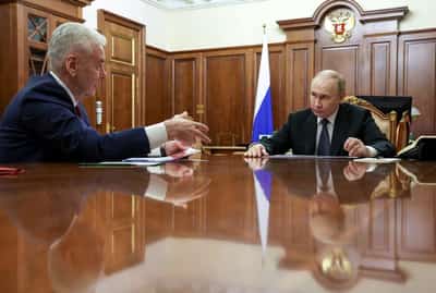 Image for Moscow mayor says 340 Ukrainian drones sent towards the capital, most downed