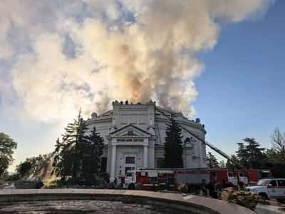 Image for Drones hit historic museum in Russia-annexed Crimea as officials alter train schedule
