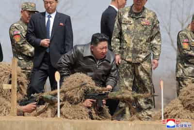 Image for North Korea's Kim Jong Un leads meeting on strengthening military, inspects artillery drill