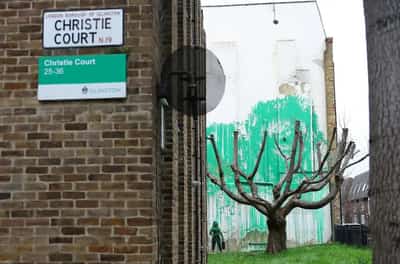 Image for New Banksy mural depicting tree foliage appears in north London