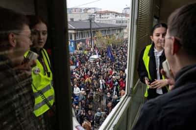Image for Serbia's students protest against university pressure after railway station tragedy