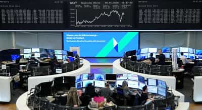 Image for European shares end choppy session at record high