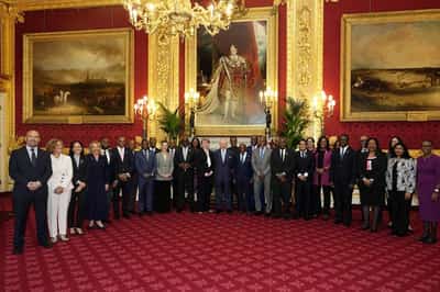 Image for King Charles photo with Caribbean officials under portrait of slavery-enriched monarch sparks criticism