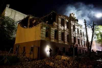 Image for Russian ballistic missiles rock Kyiv, one killed, officials say
