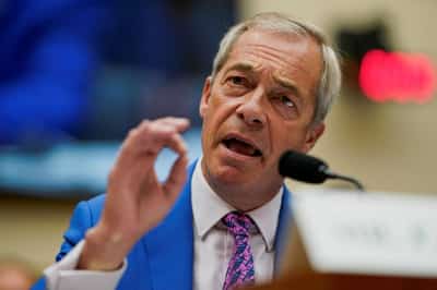 Image for Farage, in Washington, takes aim at UK government over free speech