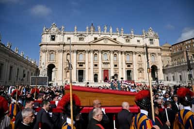 Image for As Pope Francis lies in state, Catholics gather in Rome to say goodbye