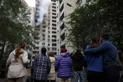 Image for Russian drone hits central Kyiv killing a child, injuring at least seven people, Ukrainian officials say