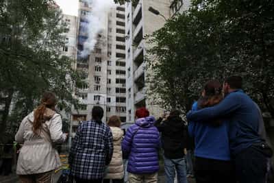 Image for Russian drone hits central Kyiv killing a child, injuring at least seven people, Ukrainian officials say