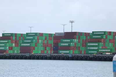 Image for Tariff-fueled surge in container shipping rates shows signs of peaking