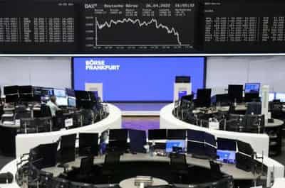 Image for Stocks slump as Snap cracks rally, Lagarde lifts euro