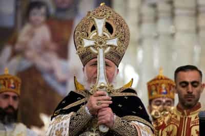 Image for Armenian church leader goes on trial in standoff with government amid Russia tensions