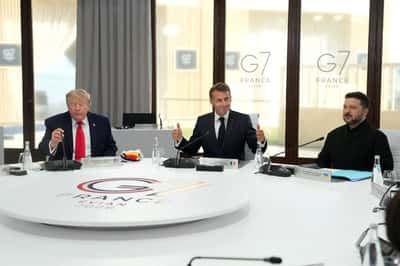 Image for Ukraine's Zelenskiy says he spoke to Trump, Macron after G7 summit