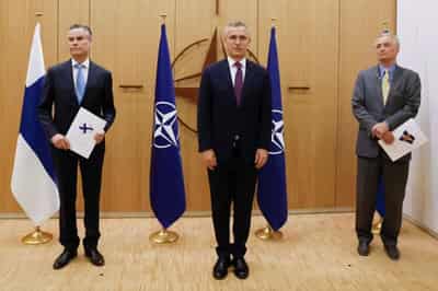 Image for Finland, Sweden apply to join NATO, face Turkish objections
