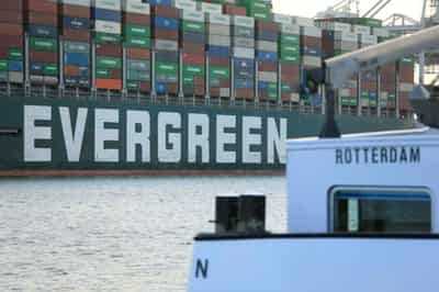 Image for Ever Given, the ship that blocked the Suez Canal, arrives in Rotterdam