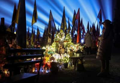 Image for European leaders in Kyiv to mark three years of war, but top US officials stay away