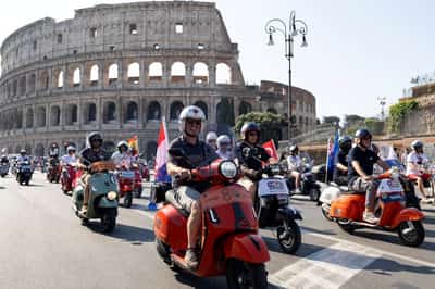 Image for Vespa riders take to roads in Rome to mark 80th birthday